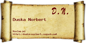 Duska Norbert névjegykártya